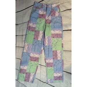 H&M Bandana Print High Rise Wide Leg Jeans Pants Size 4